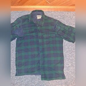 L.L.Bean Men's Traditional Fit Fleece-Lined Flannel Shirt Size M Regular Green